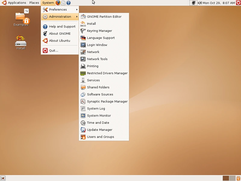 (Image : Ubuntu 7.04 Gnome desktop)